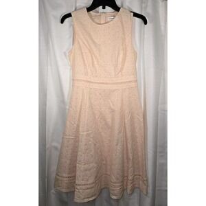 Calvin Klein Cotton Pastel Pink / Peach‎ Accent Sleeveless Easter Dress Size 4